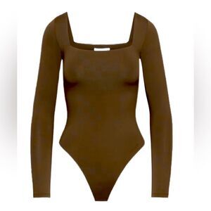 Babaton Brown Long Sleeve Bodysuit